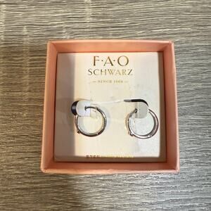F.A.O. Schwarz Sterling Silver Swarovski Crystals Hoop Earrings NWT
